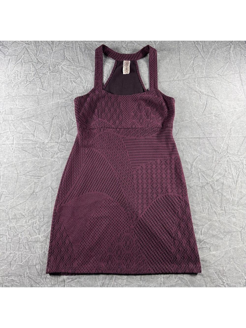Free People Dress Women's S Burgundy Crochet Lace Stretch